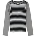 thumbnail image 1 of Camiseta básica a rayas Rebecca Taylor para mujer color negro talla XS, 1 of 2