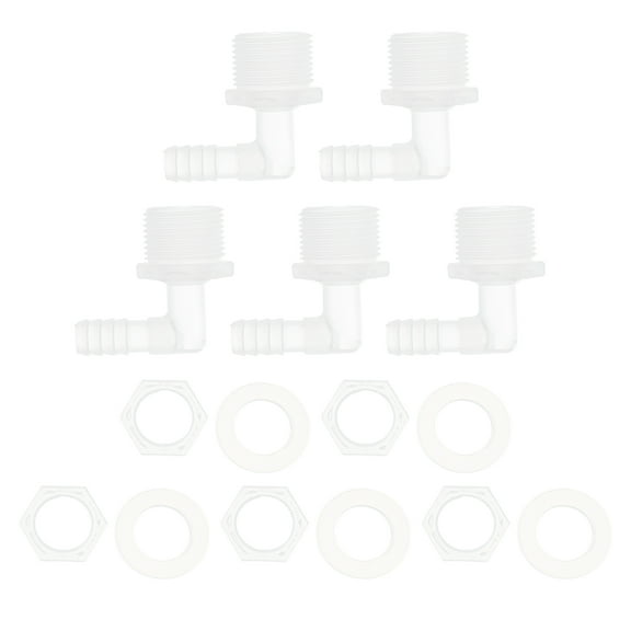 Unique Bargains 3/8" Hose ID G3/4 Male NPT Elbow Barb Connector PP Clear 1 Set