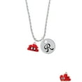 thumbnail image 2 of Delight Jewelry Resin Red Crab Silvertone Script Initial Disc - R - Charm Necklace, 20"+3", 2 of 4