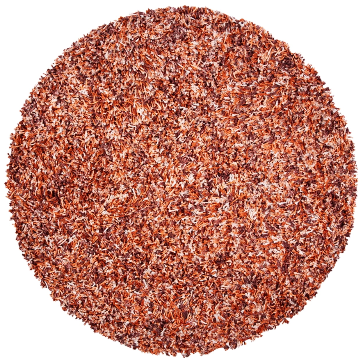 SAFAVIEH Rio Kynaston Solid Polyester Shag Area Rug, Rust/Ivory, 4' x 6'