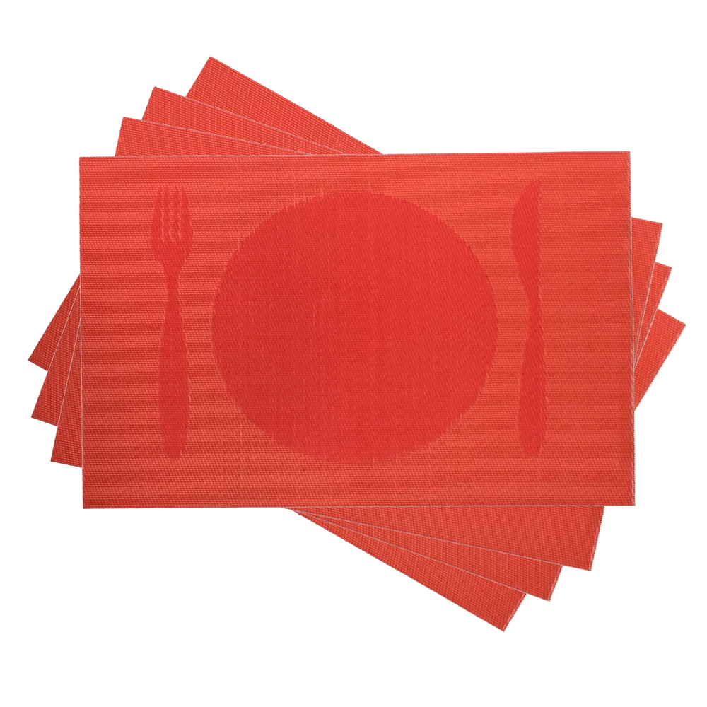 4 PC Placemats Dining Table Woven Knife & Fork Design PVC/VINYL 12"X16" 6 Colors - Picture 17 of 28