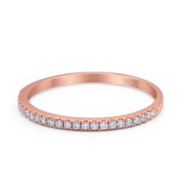 Rose Tone, Simulated Cubic Zirconia Size-8 Half Eternity Band Wedding Ring 925 Sterling Silver