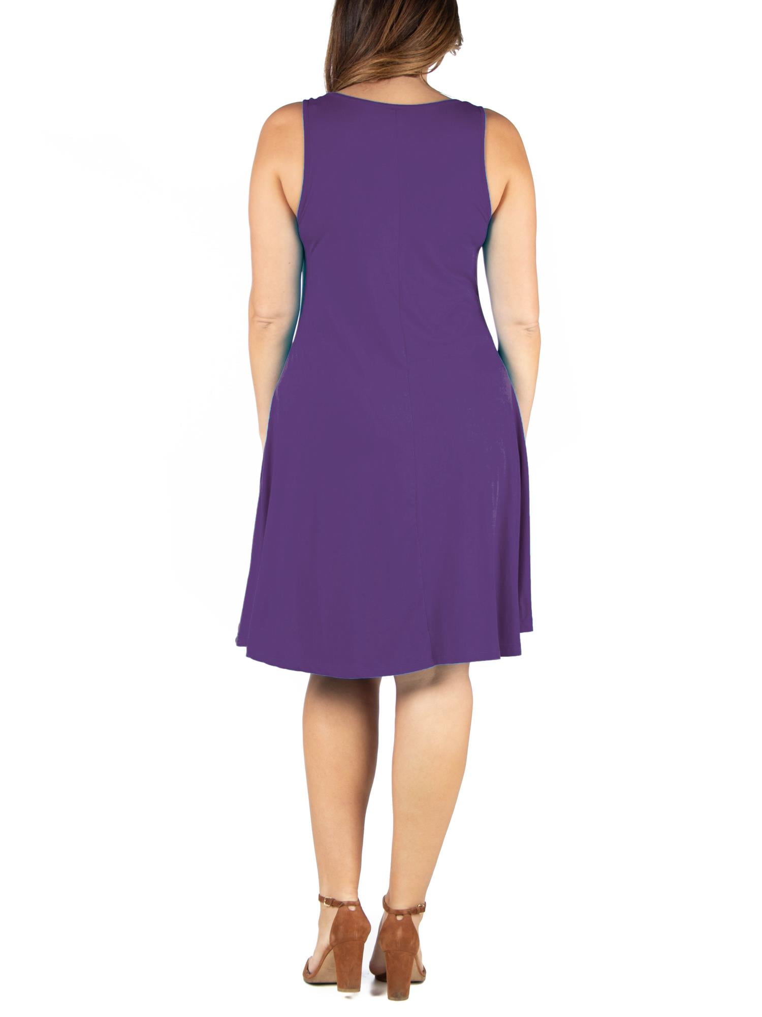 24seven Comfort Apparel Plus Size Fit and Flare Knee Length Tank Dress