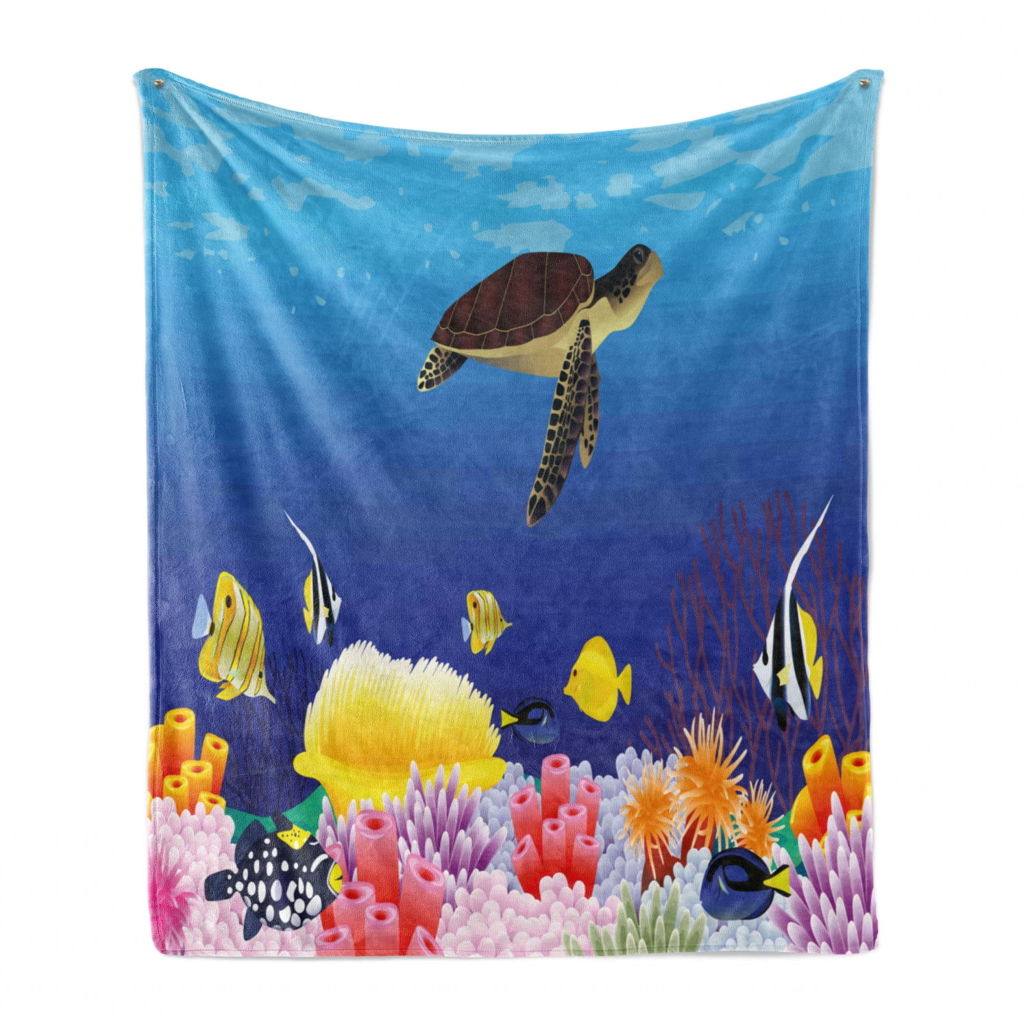 rijk Rubriek smaak Ocean Soft Flannel Fleece Blanket, Modern Cartoon Deep Sea Nautical Navy  Aquarium Fish Turtle Rocks Moss Artwork Print, Cozy Plush for Indoor and  Outdoor Use, 60" x 80", Multicolor, by Ambesonne -