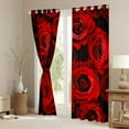 thumbnail image 3 of Red Rose Blackout Curtains for Bedroom, Ombre Red Black Floral Curtains for Girls Women Kids Teens Adult, Botanical Blossom Window Curtains & Drapes, Valentine's Day Gift Darkening Curtains 52"X63", 3 of 6