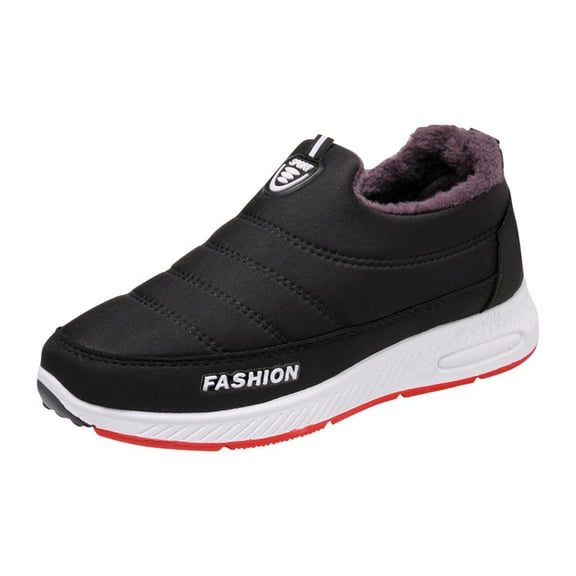 Womens Snow Shoes Cushion Comfortable Winter Warm Booties Fur Lined Anti-Slip Ankle Boots Outdoor Slip On Slip on Walking Running Shoes for Seniors