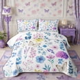 thumbnail image 2 of Manfei Botanical Flower Butterfly Twin Quilt Set 2 Pieces,Spring Garden Twin Coverlet Set,1 Bedspread and 1 Pillowcase, 2 of 7