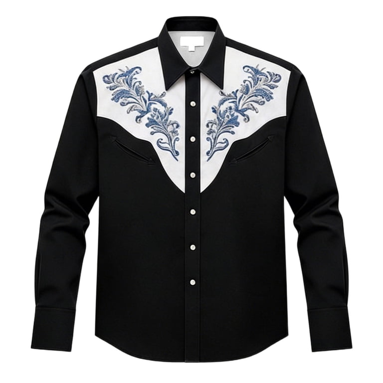 XDZJLR Dress Shirts For Men Western Long Sleeve Shirt Festive Print Casual  Button Front Top With Riding Classic For Disco Party Nightclub Prom M -  Walmart.com