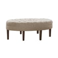 thumbnail image 3 of Large Button Tufted Velvet Oval Ottoman, Classic Oval Shape Ottoman Bench, Living Room Soft Padded Seat, Beige, 3 of 3