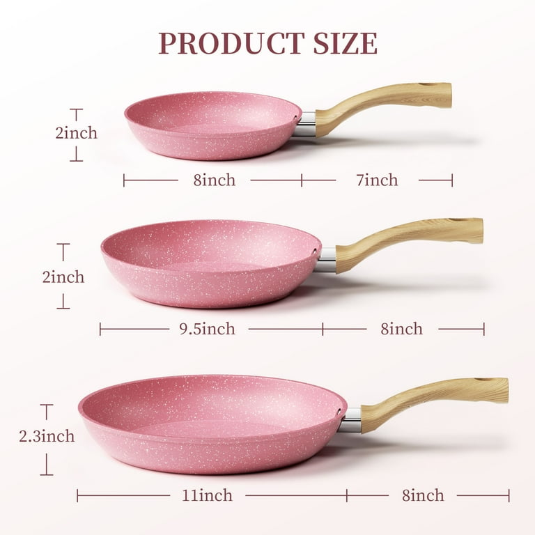 Innerwell 8 Inch Pink Nonstick Granite Frying Pan with Bakelite