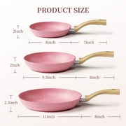 Innerwell 8 Inch Pink Nonstick Granite Frying Pan with Bakelite Handle, Compatible with Various Stoves
