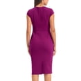 thumbnail image 3 of INSPIRE CHIC Robe Fourreau pour Femme à Encolure Carrée, Manches Courtes à Cap, Robe Crayon de Travail Violet Rouge TG, 3 of 5