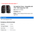 thumbnail image 2 of Tail Light Set 2 Piece - Compatible with 1994 - 2001 Dodge Ram 1500 1995 1996 1997 1998 1999 2000, 2 of 2