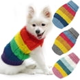 thumbnail image 1 of Abrigo de perro, suave, cálido, tejido de ganchillo, cachorro de invierno, ropa de abrigo de rayas de arco iris para perros pequeños medianos, tamaño rojo Xs Feliz Sencillez, 1 of 5