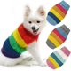 thumbnail image 1 of Abrigo para perros, chaleco de invierno para cachorros de ganchillo suave y cálido, ropa para exteriores, ropa a rayas de arcoíris para perros pequeños y medianos, talla roja M. Afortunado Sencillez, 1 of 5