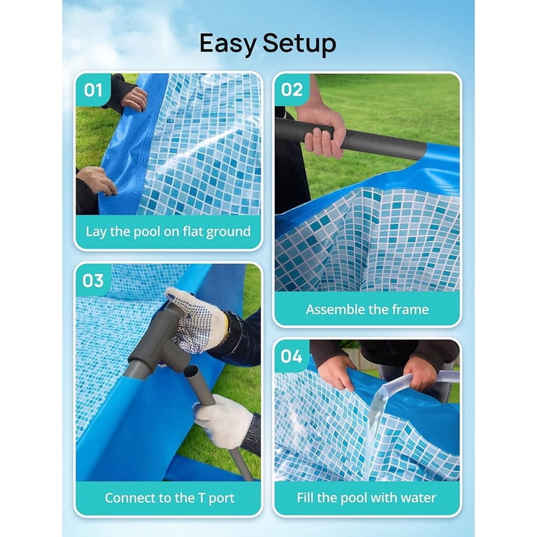 Evajoy, Rectangular Metal Framed Swimming Pool, 13ft x 7ft x 32in