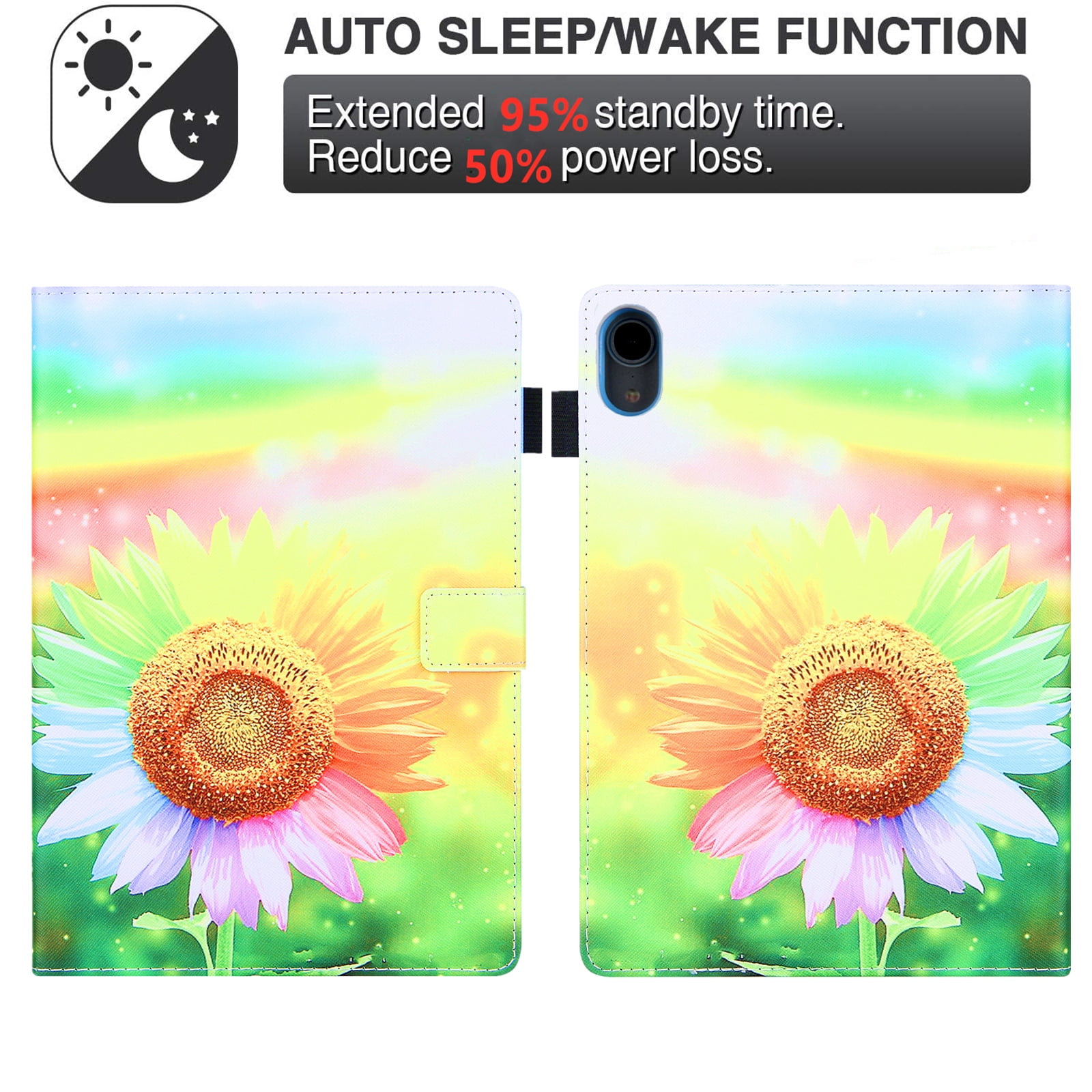 Allytechgroup Stunning iPad Air 11 Case 2024, Apple iPad Air 11 Inch Cover Case, Stylish Pattern Shockproof Bumper with Multi Angle Stand, Pencil Holder and Card Slots,Sunflower