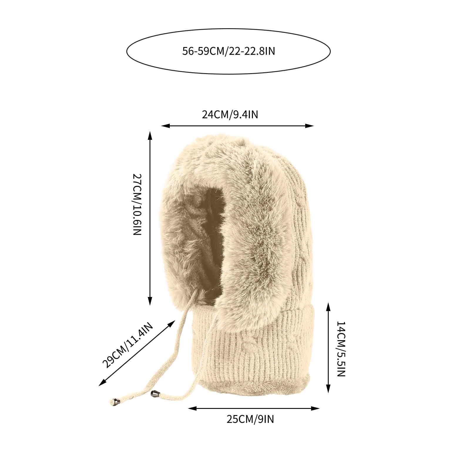 YZEGDCH Khai Women One Piece Slouchy Fleece Thicken Beanie Winter Hats Scarf Mask Drawstring Warm Hooded Winter Balaclava Pullover Knitted Winter Hat, Birthday Valentines Gift for Women