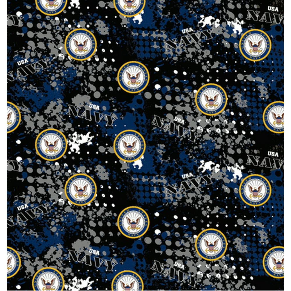 US Navy Cotton Fabric with Abstract PatternSold by the Yard