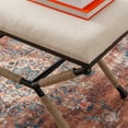thumbnail image 2 of Linon Winther X Frame Bench or Ottoman, Rope Wrapped Metal Legs with Natural Linen Fabric, 2 of 8