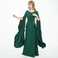 thumbnail image 2 of DAIZBELLA Green Medieval Renaissance Dress Lace-up Vintage Dress with Long Trailing Sleeves, L, 2 of 6