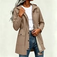 thumbnail image 2 of HappyYEE Women's Rain Coat with Drawstring Waist Plaid Lined Hooded Windbreaker Lightweight Waterproof Rain Jacket with Pockets XXL, 2 of 9