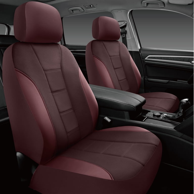Perforated Faux-Leather Seat Covers, Red, 2-Piece photo 2