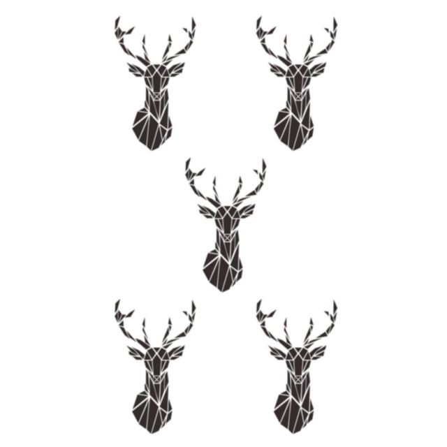 relayinert Easy To Paste And Remove 3D Deer Head Mirror Wall Sticker For Quick Decor Updates Living Space black XXL 5Set