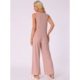 thumbnail image 4 of DARING DIVA Tank Pajama Waffle Knit Wige Leg Pants 2 Piece Lounge Set XS Pink, 4 of 6