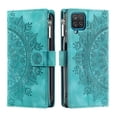 thumbnail image 3 of Nalacover for Samsung Galaxy A12 5G Embossed Floral Pattern PU Leather Crossbody Case with Shoulder Strap,Shockproof Magnetic Flip Kickstand Credit Card Slots Zipper Pocket Wallet Phone Case,Green, 3 of 10