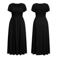 thumbnail image 4 of ClodeEU Women's Plus Size Square Neck Cap Sleeve Smocked Waist Midi Dress, Casual Summer Flowy Dress with Pockets Black,Women's Plus L, 4 of 8