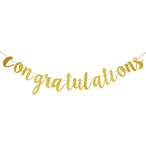 Gold Glitter Congratulations Banner Congratulations Graduate Banner Congratulations Garland Decorations for College 2025 Graduation Party Decorations Gold