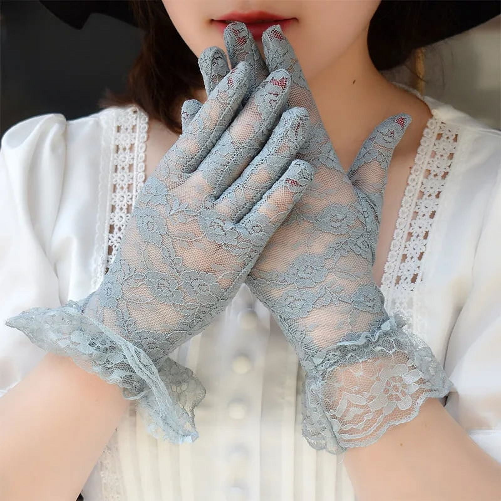 3 Pairs Lace Gloves Women Breathable Sunscreen Full Fingers Mitten
