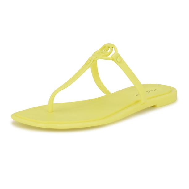 Sandalia Nine West Dacota Verde Neón con Punta Cuadrada y Diseño Sin Cierre