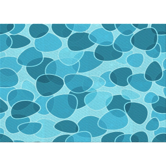 Ahgly Company Indoor Rectangle Patterned Bright Turquoise Blue Area Rugs, 2' x 3'
