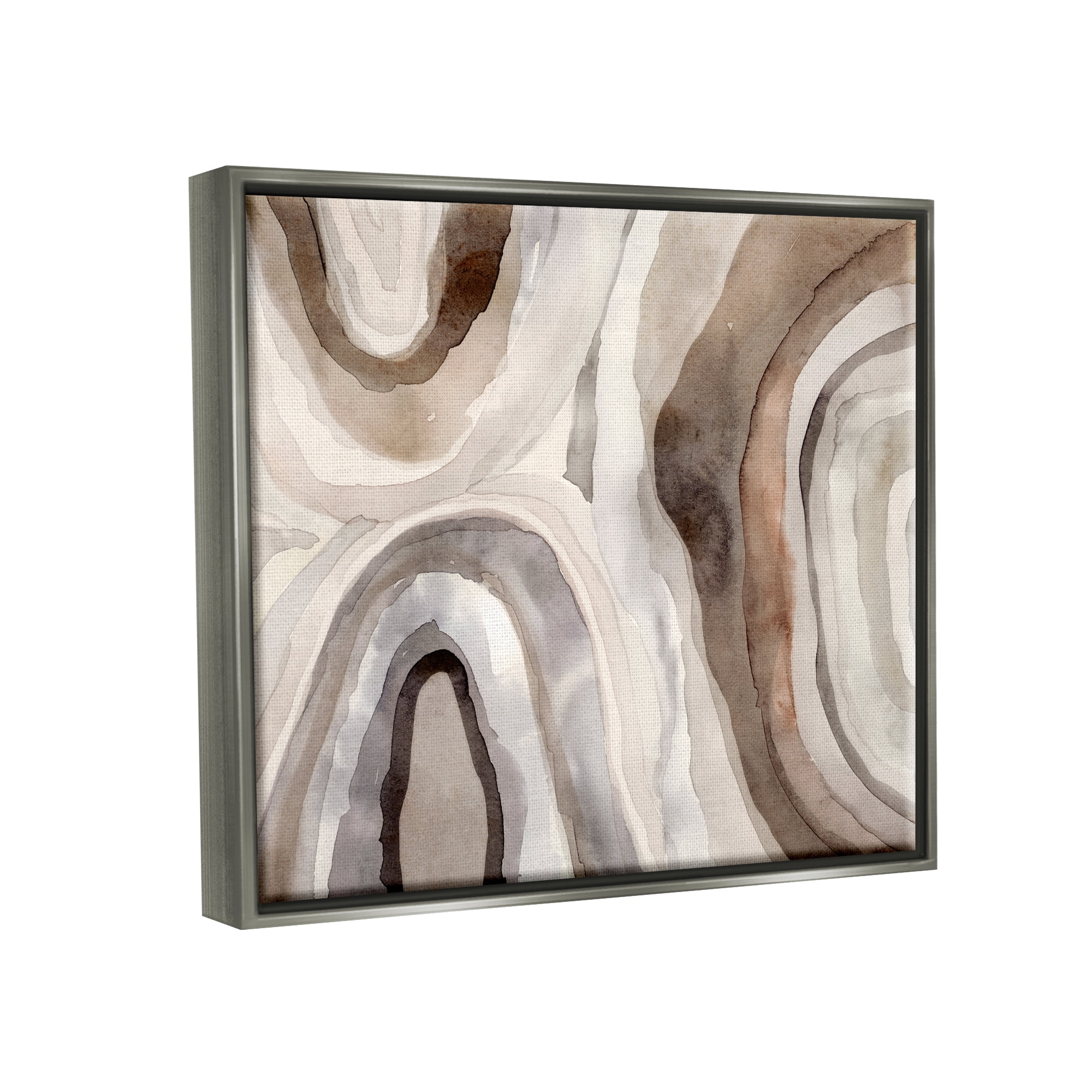 Stupell Industries Soft Geode Pattern Abstract Painting Gray Floater Framed Canvas Art Print Wall Art, 31 x 25