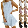 thumbnail image 1 of Gspmoly Robes pour Femmes, Robe d'Été Unie Style Frais Brodée en Dentelle Débardeur Col Rond Robe Cocktail Offres de Vacances, 1 of 6