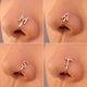 thumbnail image 5 of Perno de nariz sin perforaciones con incrustaciones de cobre y letra de circonita en forma de U, clip para la nariz, anillo para la nariz, joyería para piercing, 5 of 5