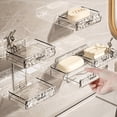 thumbnail image 1 of Caja de jabón sin perforaciones montada en la pared Escurridor de baño de alta gama para el hogar Jabonera de pared Caja de jabón de doble capa, 1 of 2