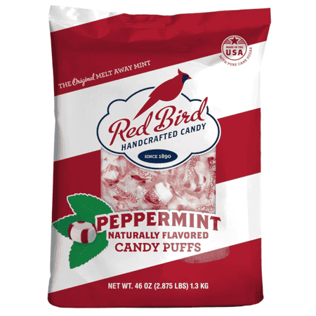 Red Bird Non-GMO Verified, Kosher Soft Peppermint Puffs, Individually Wrapped, 46 oz Bag