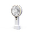 thumbnail image 1 of Inteprter Ventilador de mano Portátil Ajustable Escritorio Refrigeración Digital Sin escobillas Silencioso Inalámbrico Interior Deportes al aire libre Electrodomésticos Blanco Inteprter HA063596-02, 1 of 6