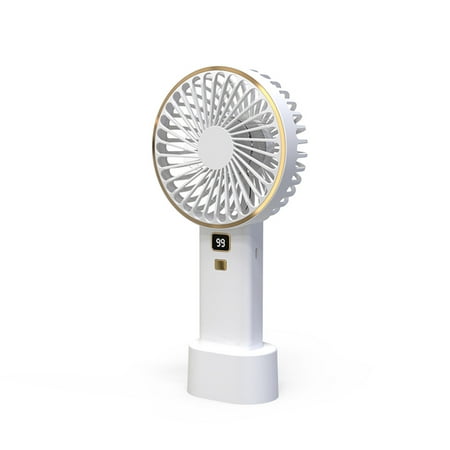 

Tmosphere Mini Handheld Fan Travel Portable Rechargeable Adjustable Cooling Digital Display Cordless Electronic Home Car Cooler White