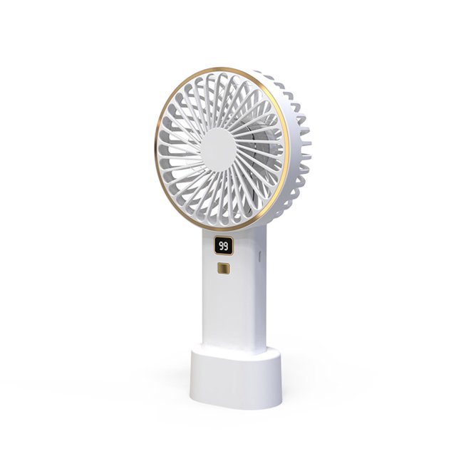 Inteprter Ventilador de mano Portátil Ajustable Escritorio Refrigeración Digital Sin escobillas Silencioso Inalámbrico Interior Deportes al aire libre Electrodomésticos Blanco Inteprter HA063596-02