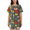 thumbnail image 1 of Fotbe Cute Animal Forest Conjunto de Pijama Estampado para Mujer, 2 Piezas, Ropa de Dormir con Camiseta de Manga Corta y Shorts Suaves-X-Large, 1 of 6