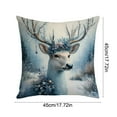 thumbnail image 3 of 17.7"x17.7" Linen Christmas Pillow Cover, Blue Snowman Reindeer Wreath Prints, Festive Holiday Throw Pillow Case for Living Room Sofa Bedroom Home Decor, 3 of 6