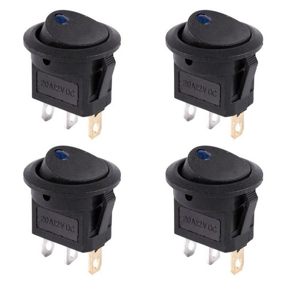 4X 12V LED Inverter Rocking Rocker Switch ROUND SPST ON- for BOAT Car Blue
