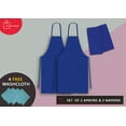thumbnail image 2 of Cotton Homes Set of 2 Aprons and 2 Napkins with Free 4 Pack Washcloths- (28x32 Inch Aprons, 18x18 Inch Napkins)- Royal Blue- Commercial Grade Superior MJ Spun Polyester Fabric., 2 of 9