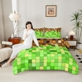 thumbnail image 4 of Castle Fairy Plaid Grid Full Size Comforter Sets,Pixelated Miners Game Bedding Sets, 4 of 8