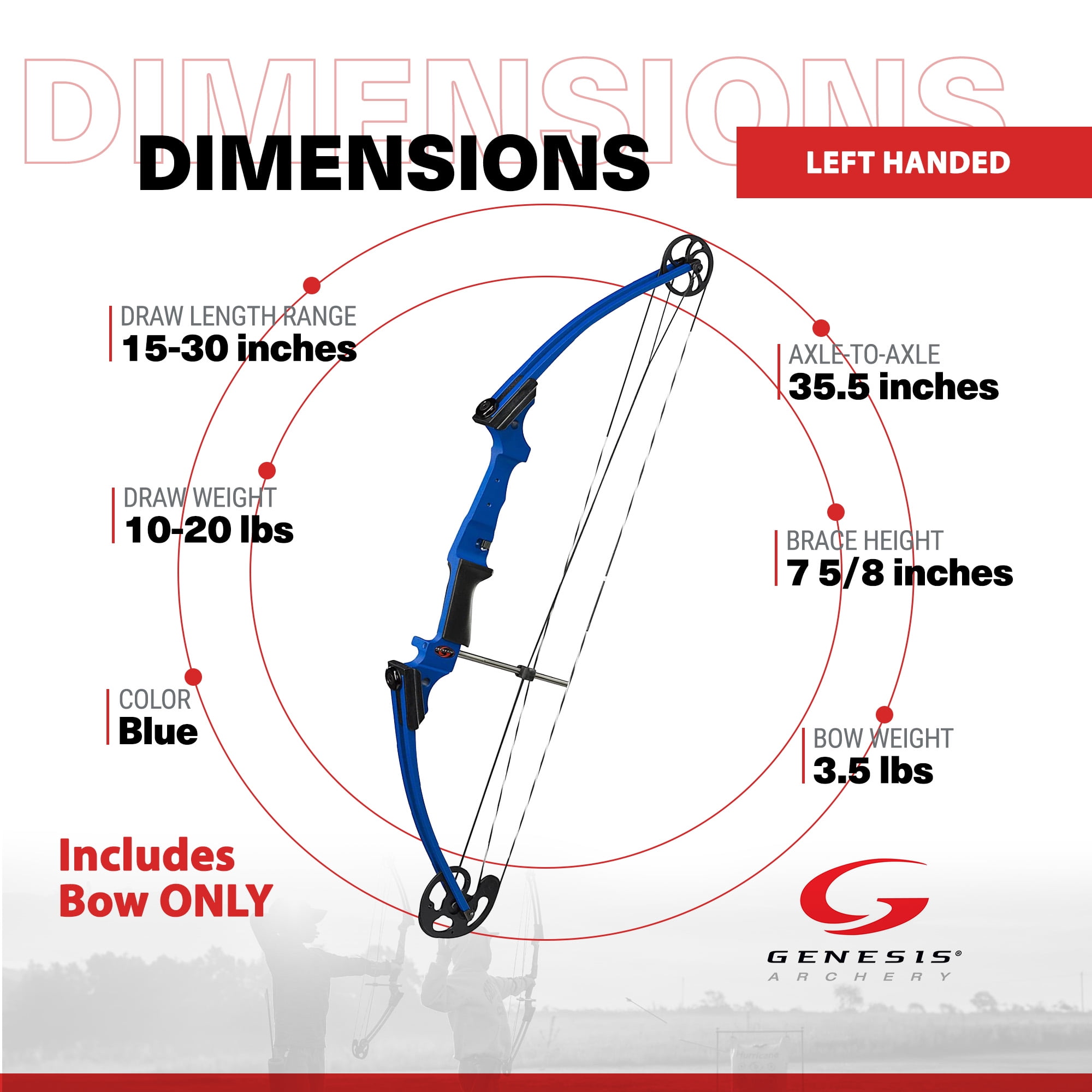 Genesis Archery Compound Bow w/Adjustable Sizing, Left-Handed (2 Pack)