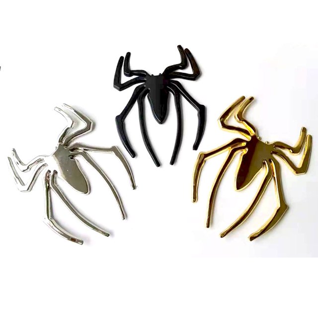 Juego de 4 piezas de pegatinas estereoscópicas de araña metálica, pegatinas creativas, decoración de calcomanías a rayas (negro, rojo, dorado, Color plateado) TUNC Sencillez